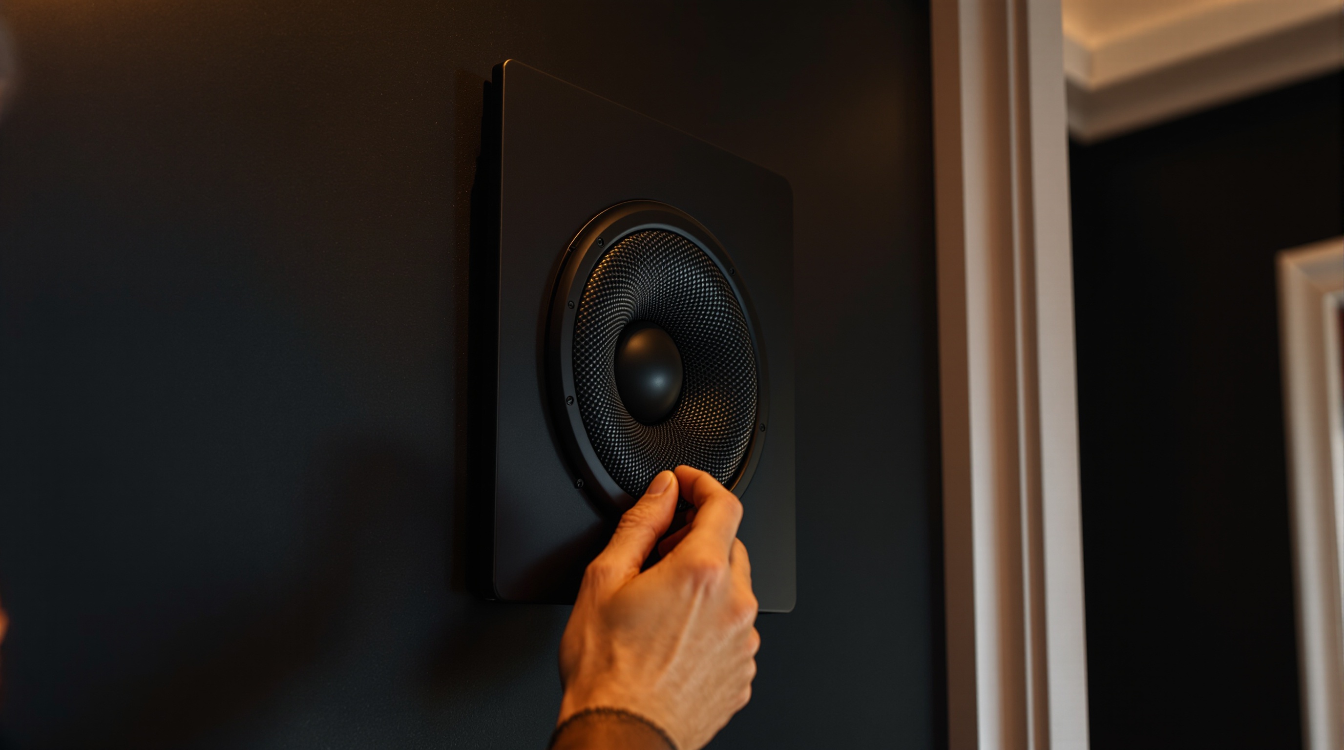Professional in-wall surround sound speaker installation in a luxury McAllen TX home theater